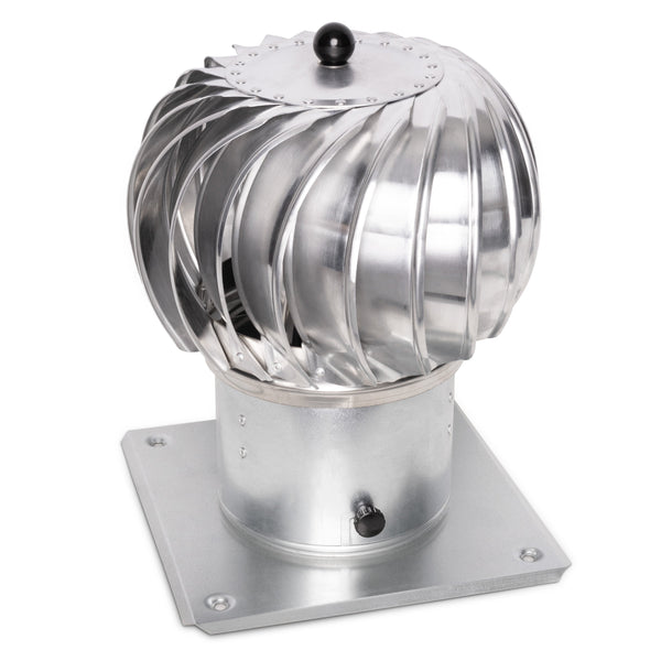 SRC200AB - 200 mm Aluminum Spherical Rotary Chimney Cowl with a Base