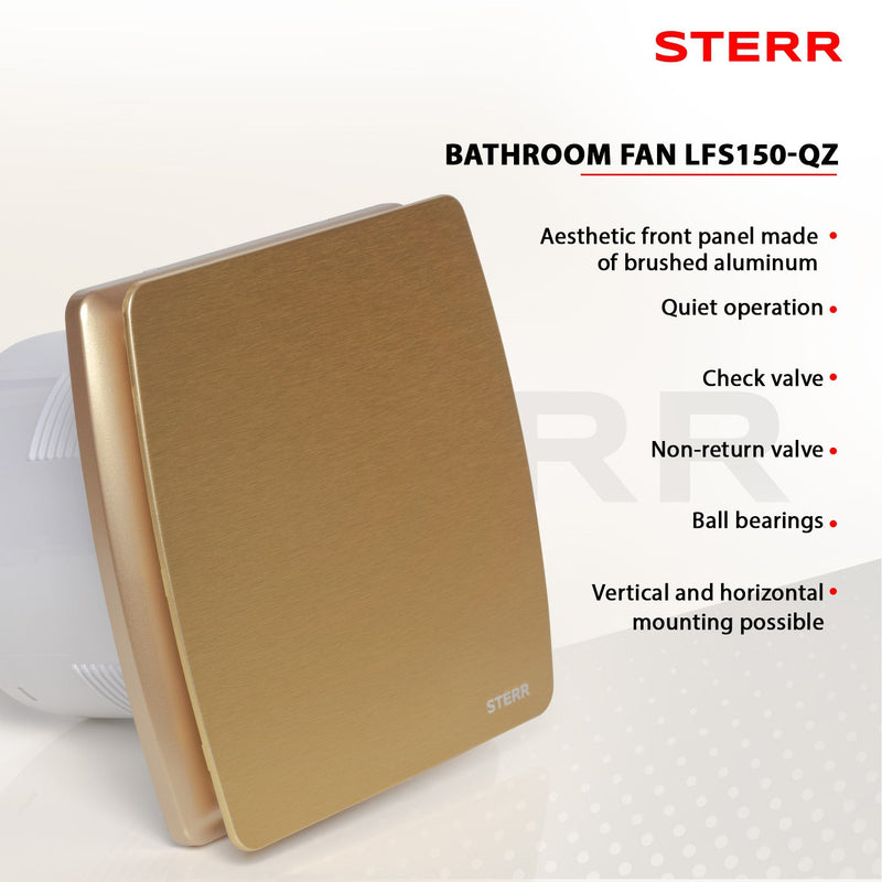 Gold quiet bathroom fan with Humidity Sensor - LFS150-QZH