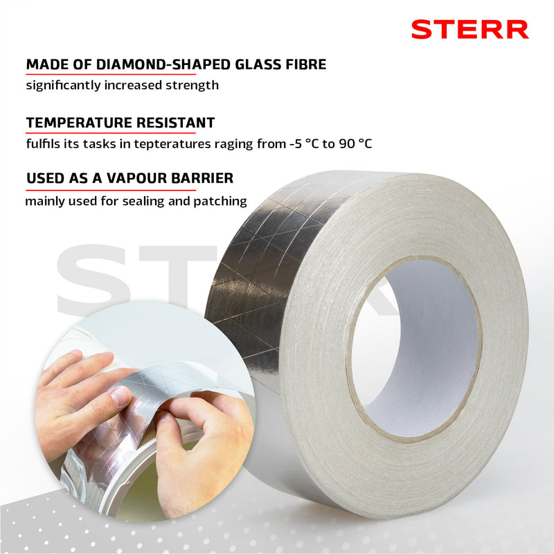 Strong Reinforced Aluminium Tape Aluminium Foil Tape Silver 50 mm X 50 m