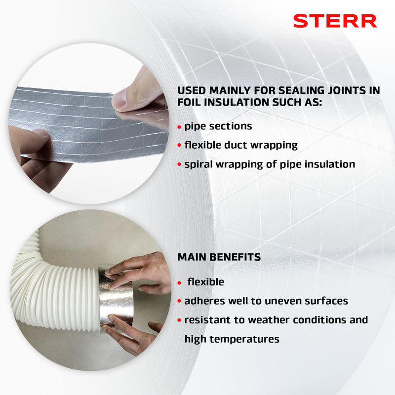 Strong Reinforced Aluminium Tape Aluminium Foil Tape Silver 50 mm X 50 m