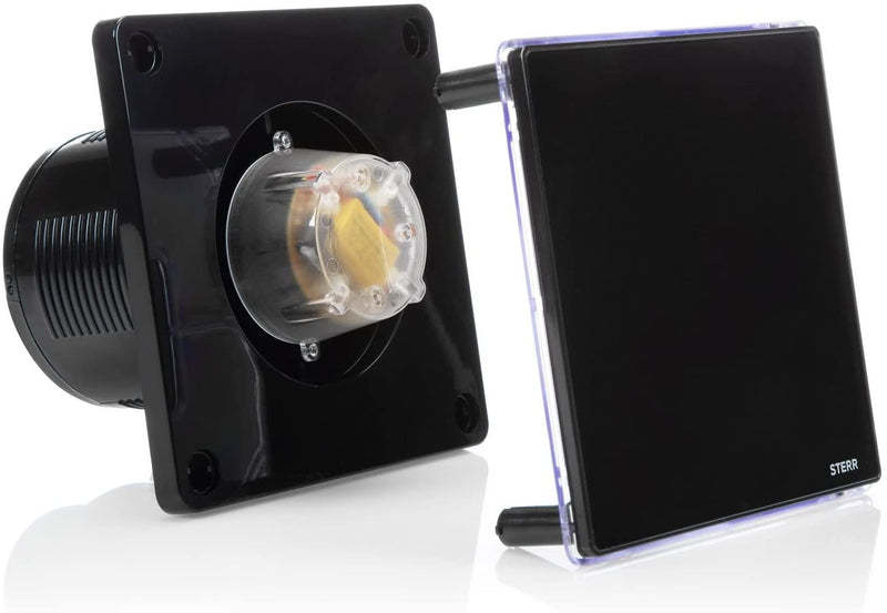 Black Bathroom Extractor Fan with LED Backlight and a Timer 100 mm / 4" - BFS100LT-B