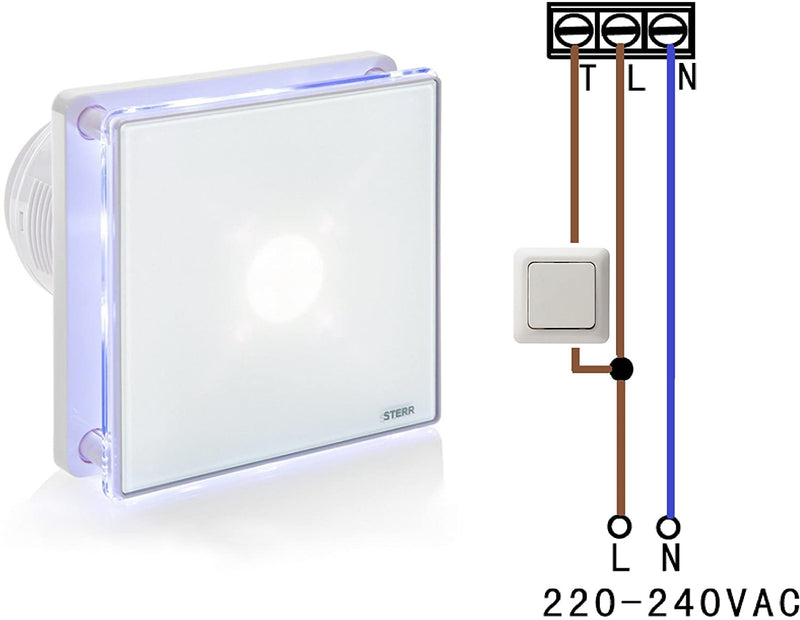 Bathroom Extractor Fan with LED Backlight and a Timer 100 mm / 4" - BFS100LT