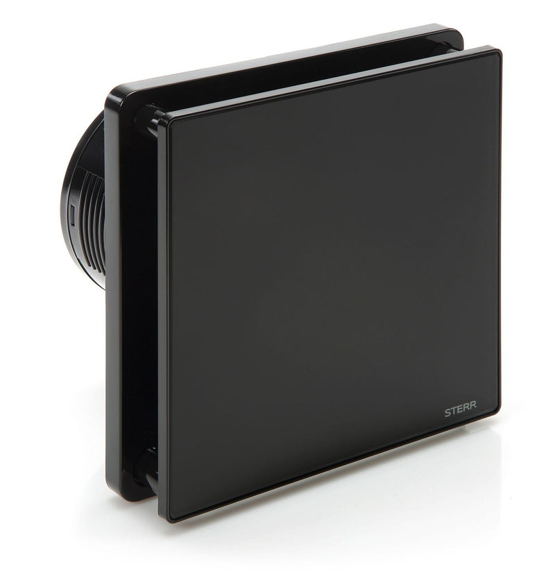 Matte Black Bathroom Extractor Fan with Glass Front and Humidity Sensor 100 mm / 4" - BFS100H-MB