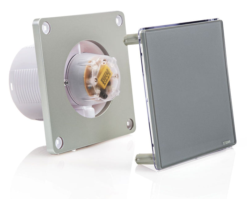 Grey Bathroom Extractor Fan with LED Backlight 100 mm / 4" - BFS100L-G