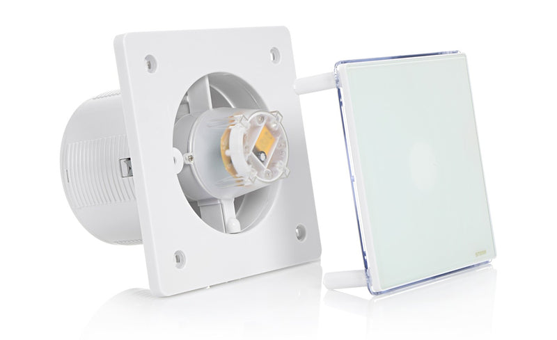 Bathroom Extractor Fan with Glass Front, LED and Timer 125 mm / 5" - BFS125LT